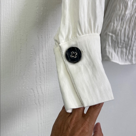 Zara - NWT White Puff Sleeve Elastic Waist Lightweight Peplum Blouse Size XS - Picture 4 of 11